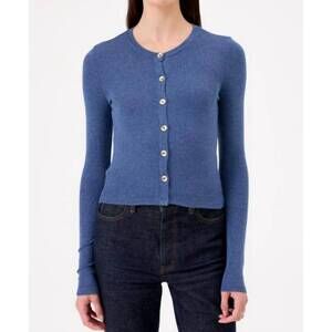 NEW GOLDIE cropped button down cardigan in denim heather